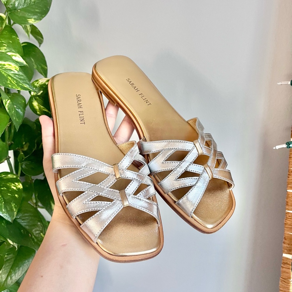 Sarah Flint Metallic Silver And Gold Slide Sandals — image 2 of 8